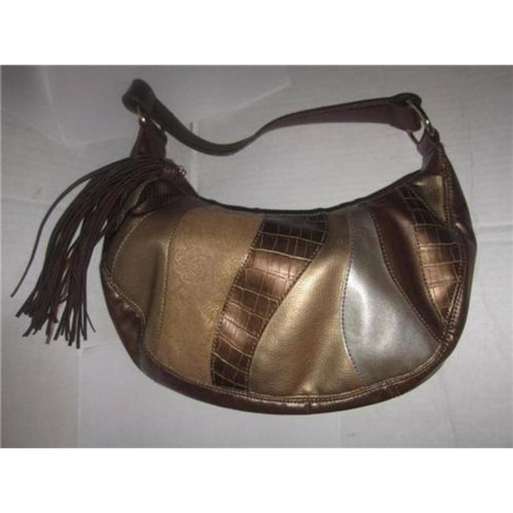 *Relic Metallic Pewter Boho Patchwork Satchel - image 3